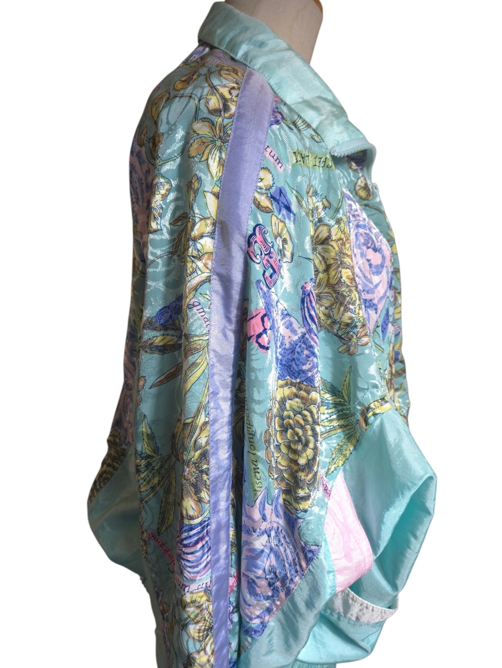 Clipper Bay Vintage Grandma Aqua Pastel Floral Track Suit Jacket & Pants - Picture 6 of 11
